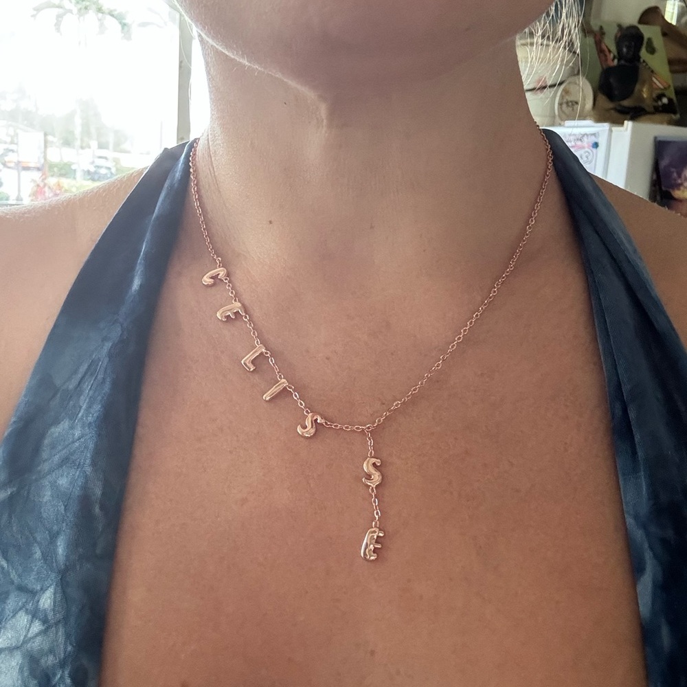 Waterfall bubble custom name necklace